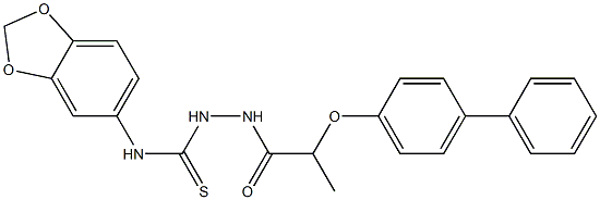 1-(1,3-benzodioxol-5-yl)-3-[2-(4-phenylphenoxy)propanoylamino]thiourea Struktur