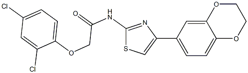 2-(2,4-dichlorophenoxy)-N-[4-(2,3-dihydro-1,4-benzodioxin-6-yl)-1,3-thiazol-2-yl]acetamide Struktur