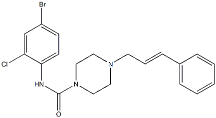 N-(4-bromo-2-chlorophenyl)-4-[(E)-3-phenylprop-2-enyl]piperazine-1-carboxamide Struktur