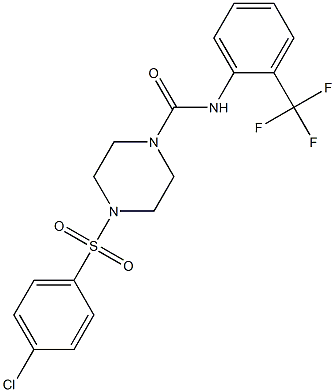 4-(4-chlorophenyl)sulfonyl-N-[2-(trifluoromethyl)phenyl]piperazine-1-carboxamide Struktur