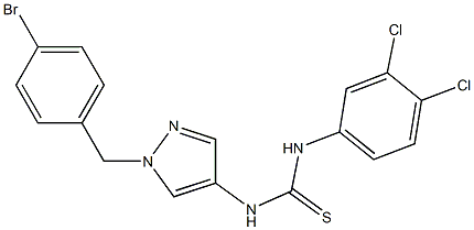 1-[1-[(4-bromophenyl)methyl]pyrazol-4-yl]-3-(3,4-dichlorophenyl)thiourea Struktur