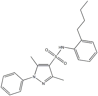 N-(2-butylphenyl)-3,5-dimethyl-1-phenylpyrazole-4-sulfonamide Struktur