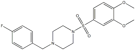 1-(3,4-dimethoxyphenyl)sulfonyl-4-[(4-fluorophenyl)methyl]piperazine Struktur