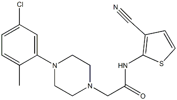 2-[4-(5-chloro-2-methylphenyl)piperazin-1-yl]-N-(3-cyanothiophen-2-yl)acetamide Struktur