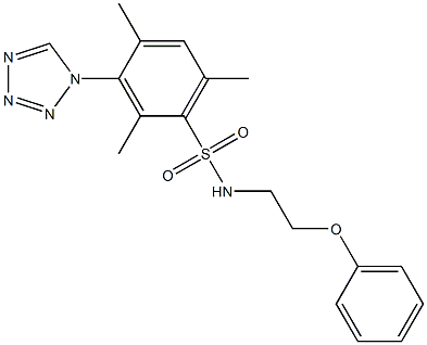 2,4,6-trimethyl-N-(2-phenoxyethyl)-3-(tetrazol-1-yl)benzenesulfonamide Struktur