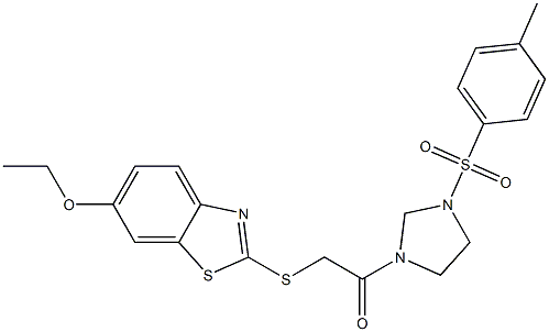 2-[(6-ethoxy-1,3-benzothiazol-2-yl)sulfanyl]-1-[3-(4-methylphenyl)sulfonylimidazolidin-1-yl]ethanone Struktur