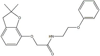 2-[(2,2-dimethyl-3H-1-benzofuran-7-yl)oxy]-N-(2-phenoxyethyl)acetamide Struktur