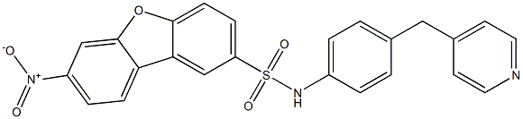 7-nitro-N-[4-(pyridin-4-ylmethyl)phenyl]dibenzofuran-2-sulfonamide Struktur