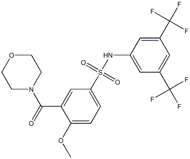 N-[3,5-bis(trifluoromethyl)phenyl]-4-methoxy-3-(morpholine-4-carbonyl)benzenesulfonamide Struktur