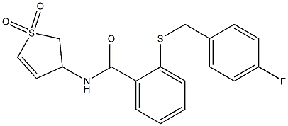 N-(1,1-dioxo-2,3-dihydrothiophen-3-yl)-2-[(4-fluorophenyl)methylsulfanyl]benzamide Struktur