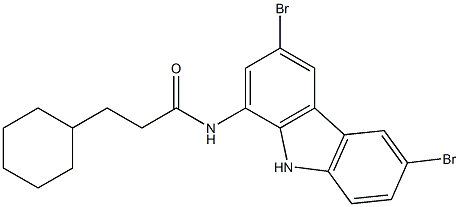 3-cyclohexyl-N-(3,6-dibromo-9H-carbazol-1-yl)propanamide Struktur