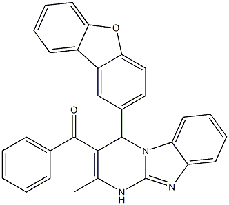 (4-dibenzofuran-2-yl-2-methyl-1,4-dihydropyrimido[1,2-a]benzimidazol-3-yl)-phenylmethanone Struktur