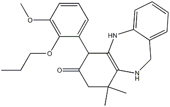 6-(3-methoxy-2-propoxyphenyl)-9,9-dimethyl-6,8,10,11-tetrahydro-5H-benzo[b][1,4]benzodiazepin-7-one Struktur