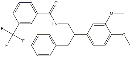 N-[2-(3,4-dimethoxyphenyl)-3-phenylpropyl]-3-(trifluoromethyl)benzamide Struktur