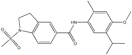 N-(4-methoxy-2-methyl-5-propan-2-ylphenyl)-1-methylsulfonyl-2,3-dihydroindole-5-carboxamide Struktur