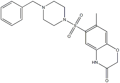 6-(4-benzylpiperazin-1-yl)sulfonyl-7-methyl-4H-1,4-benzoxazin-3-one Struktur