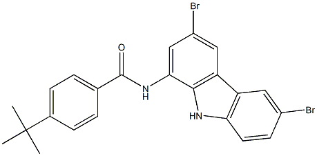 4-tert-butyl-N-(3,6-dibromo-9H-carbazol-1-yl)benzamide Struktur