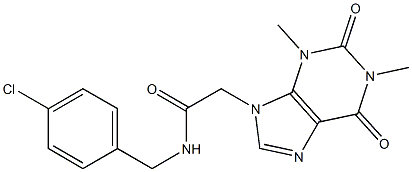 N-[(4-chlorophenyl)methyl]-2-(1,3-dimethyl-2,6-dioxopurin-9-yl)acetamide Struktur