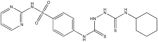 1-cyclohexyl-3-[[4-(pyrimidin-2-ylsulfamoyl)phenyl]carbamothioylamino]thiourea Struktur