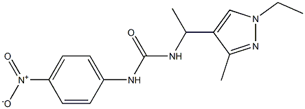 1-[1-(1-ethyl-3-methylpyrazol-4-yl)ethyl]-3-(4-nitrophenyl)urea Struktur