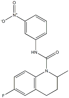 6-fluoro-2-methyl-N-(3-nitrophenyl)-3,4-dihydro-2H-quinoline-1-carboxamide Struktur