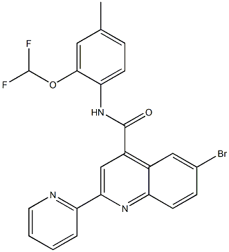 6-bromo-N-[2-(difluoromethoxy)-4-methylphenyl]-2-pyridin-2-ylquinoline-4-carboxamide Struktur