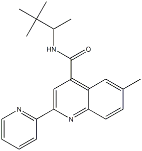 N-(3,3-dimethylbutan-2-yl)-6-methyl-2-pyridin-2-ylquinoline-4-carboxamide Struktur