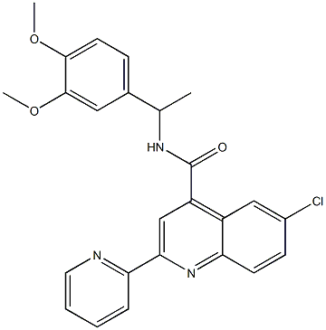 6-chloro-N-[1-(3,4-dimethoxyphenyl)ethyl]-2-pyridin-2-ylquinoline-4-carboxamide Struktur