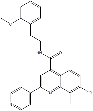 7-chloro-N-[2-(2-methoxyphenyl)ethyl]-8-methyl-2-pyridin-4-ylquinoline-4-carboxamide Struktur