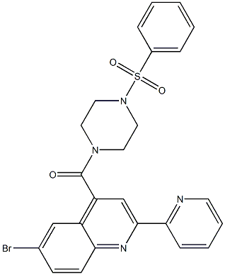 [4-(benzenesulfonyl)piperazin-1-yl]-(6-bromo-2-pyridin-2-ylquinolin-4-yl)methanone Struktur