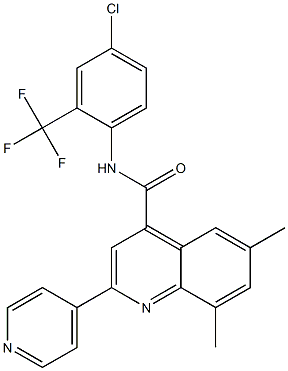 N-[4-chloro-2-(trifluoromethyl)phenyl]-6,8-dimethyl-2-pyridin-4-ylquinoline-4-carboxamide Struktur