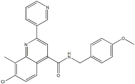 7-chloro-N-[(4-methoxyphenyl)methyl]-8-methyl-2-pyridin-3-ylquinoline-4-carboxamide Struktur