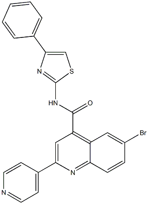 6-bromo-N-(4-phenyl-1,3-thiazol-2-yl)-2-pyridin-4-ylquinoline-4-carboxamide Struktur