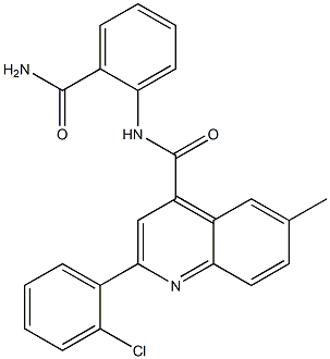 N-(2-carbamoylphenyl)-2-(2-chlorophenyl)-6-methylquinoline-4-carboxamide Struktur