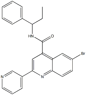 6-bromo-N-(1-phenylpropyl)-2-pyridin-3-ylquinoline-4-carboxamide Struktur