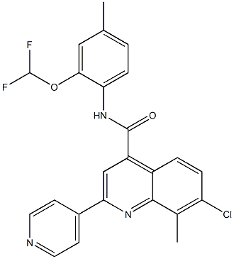 7-chloro-N-[2-(difluoromethoxy)-4-methylphenyl]-8-methyl-2-pyridin-4-ylquinoline-4-carboxamide Struktur