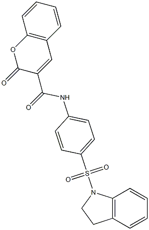 N-[4-(2,3-dihydroindol-1-ylsulfonyl)phenyl]-2-oxochromene-3-carboxamide Struktur