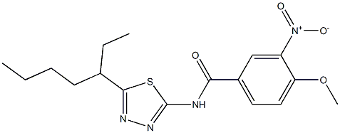 N-(5-heptan-3-yl-1,3,4-thiadiazol-2-yl)-4-methoxy-3-nitrobenzamide Struktur