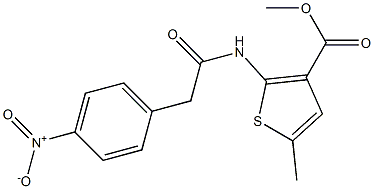 methyl 5-methyl-2-[[2-(4-nitrophenyl)acetyl]amino]thiophene-3-carboxylate Struktur