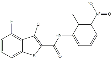 3-chloro-4-fluoro-N-(2-methyl-3-nitrophenyl)-1-benzothiophene-2-carboxamide Struktur