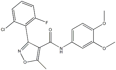 3-(2-chloro-6-fluorophenyl)-N-(3,4-dimethoxyphenyl)-5-methyl-1,2-oxazole-4-carboxamide Struktur