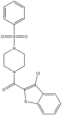 [4-(benzenesulfonyl)piperazin-1-yl]-(3-chloro-1-benzothiophen-2-yl)methanone Struktur