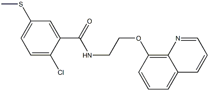 2-chloro-5-methylsulfanyl-N-(2-quinolin-8-yloxyethyl)benzamide Struktur