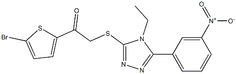 1-(5-bromothiophen-2-yl)-2-[[4-ethyl-5-(3-nitrophenyl)-1,2,4-triazol-3-yl]sulfanyl]ethanone Struktur