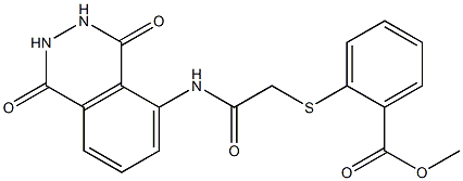 methyl 2-[2-[(1,4-dioxo-2,3-dihydrophthalazin-5-yl)amino]-2-oxoethyl]sulfanylbenzoate Struktur