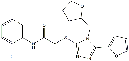 N-(2-fluorophenyl)-2-[[5-(furan-2-yl)-4-(oxolan-2-ylmethyl)-1,2,4-triazol-3-yl]sulfanyl]acetamide Struktur