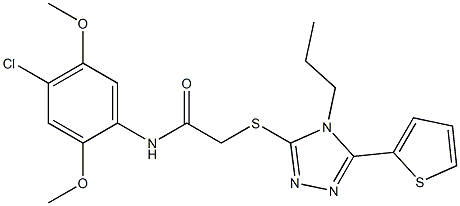 N-(4-chloro-2,5-dimethoxyphenyl)-2-[(4-propyl-5-thiophen-2-yl-1,2,4-triazol-3-yl)sulfanyl]acetamide Struktur