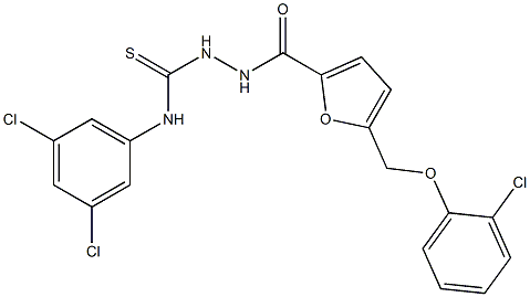 1-[[5-[(2-chlorophenoxy)methyl]furan-2-carbonyl]amino]-3-(3,5-dichlorophenyl)thiourea Struktur