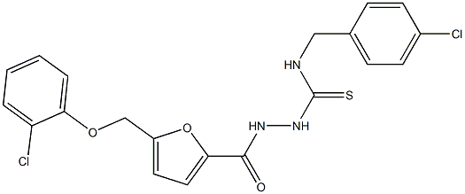 1-[[5-[(2-chlorophenoxy)methyl]furan-2-carbonyl]amino]-3-[(4-chlorophenyl)methyl]thiourea Struktur