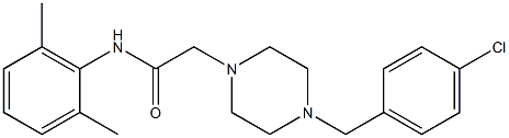 2-[4-[(4-chlorophenyl)methyl]piperazin-1-yl]-N-(2,6-dimethylphenyl)acetamide Struktur